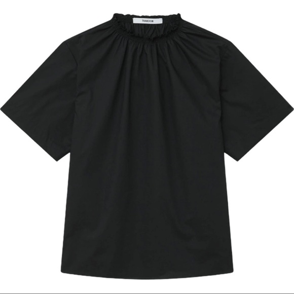 Thakoon | NWT Black Smocked Neck Tee - Size Large - Picture 2 of 8